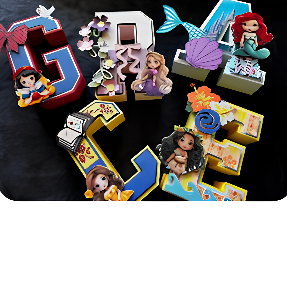 Letras 3D decorativas de princesas Disney