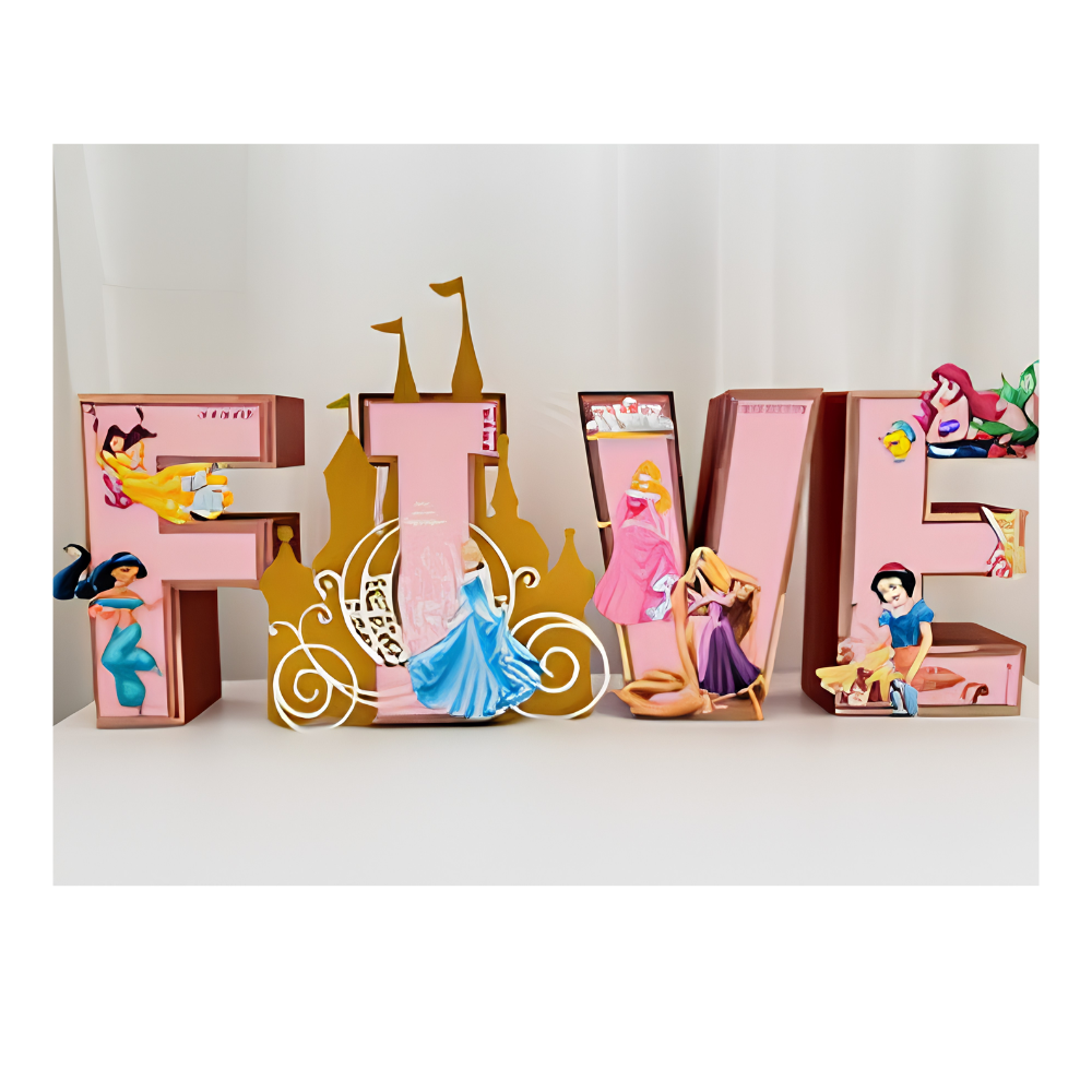 Letras decorativas 3D de princesas