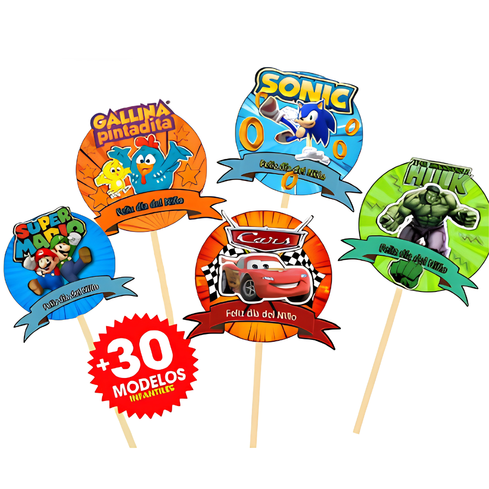 Toppers de personajes infantiles para cumpleaños