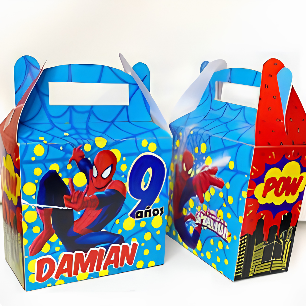 Cajita de Spiderman personalizada para fiesta infantil